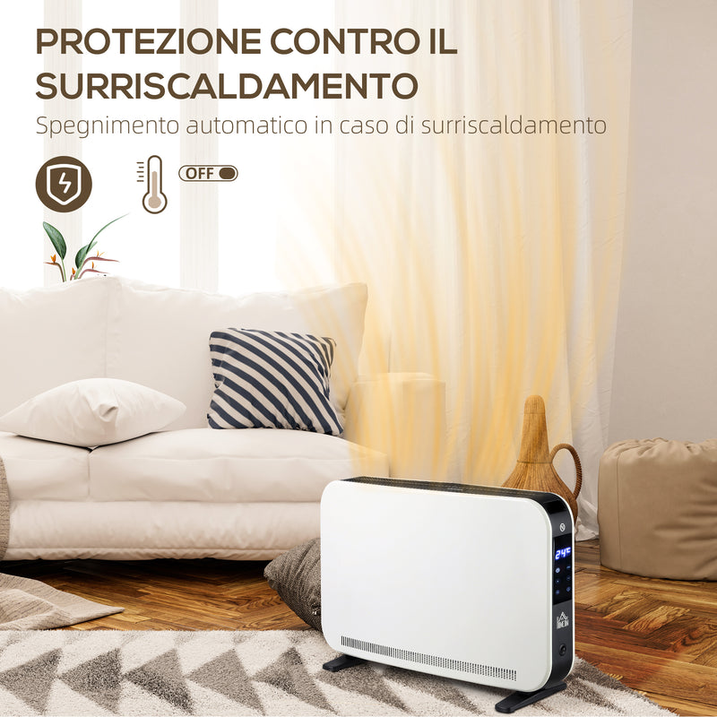 Termosifone Elettrico 3 Modalità Timer e Termostato 60x18,5x39,5 cm Bianco e Nero -4