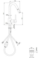 Rubinetto Miscelatore Monocomando Lavabo con Doccia Estraibile in Ottone Cromato Bonussi Missisipi-2