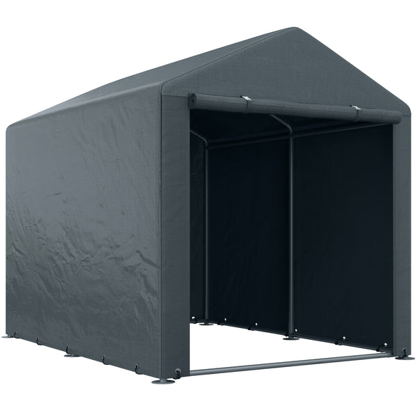 acquista Capanno Box per Attrezzi da Giardino 160x218x172 cm Tenda in PE anti UV e Acciaio Grigio scuso