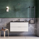 Mobile bagno sospeso 100 cm Bianco lavabo nero opaco Seattle Senza Specchio Bonussi-1