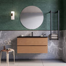 Mobile bagno sospeso 100 cm Rovere Cartagena lavabo nero opaco Seattle con Specchio Led Retroilluminato Bonussi-2