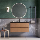 Mobile bagno sospeso 100 cm Rovere Cartagena lavabo nero opaco Seattle con Specchio Led Retroilluminato Bonussi-1