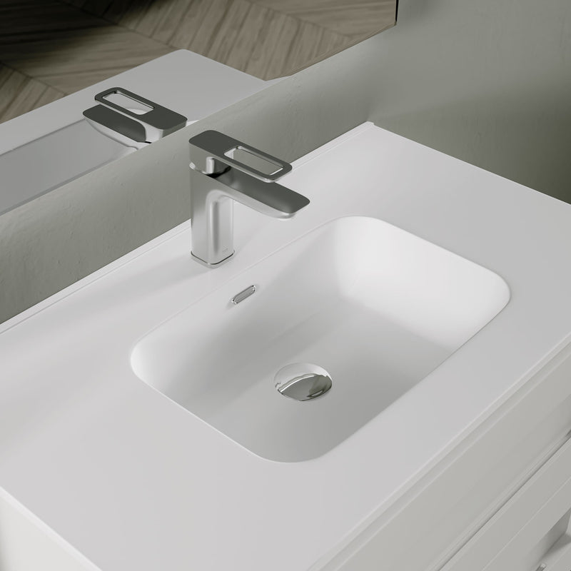 Mobile bagno sospeso 100 cm Bianco ondulato Denver Senza Specchio Bonussi-4