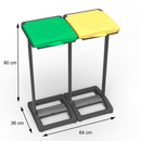 Pattumiera Differenziata 2 Posti 64x36x80 cm Portasacchi da 80-110 Litri    -3