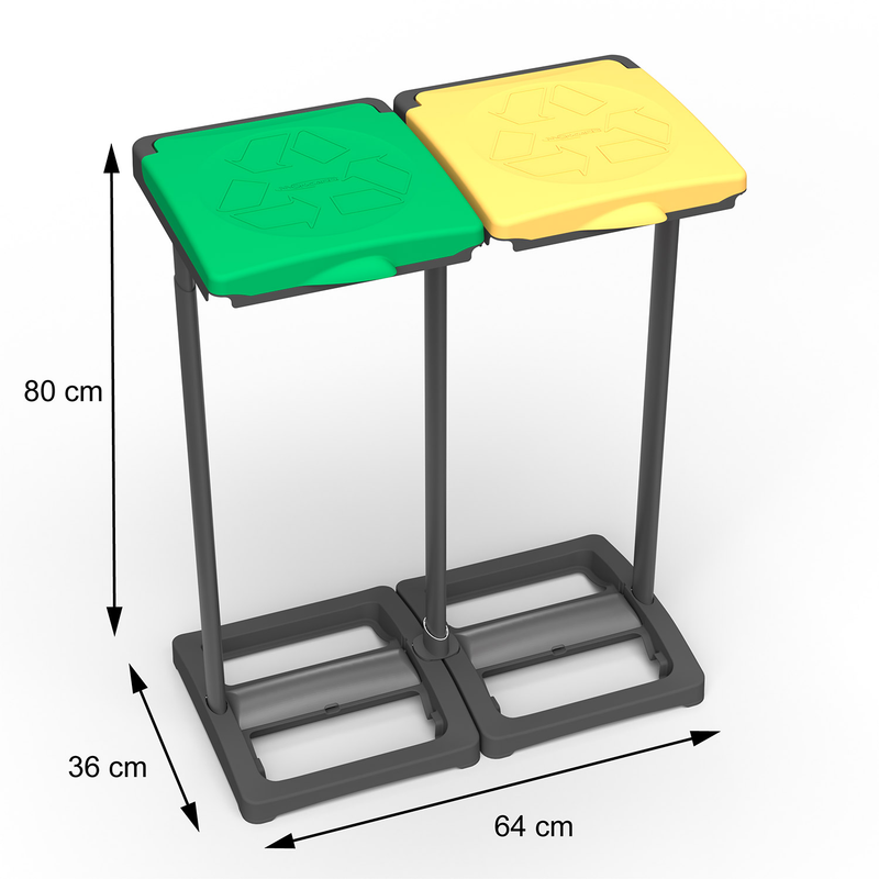 Pattumiera Differenziata 2 Posti 64x36x80 cm Portasacchi da 80-110 Litri    -3