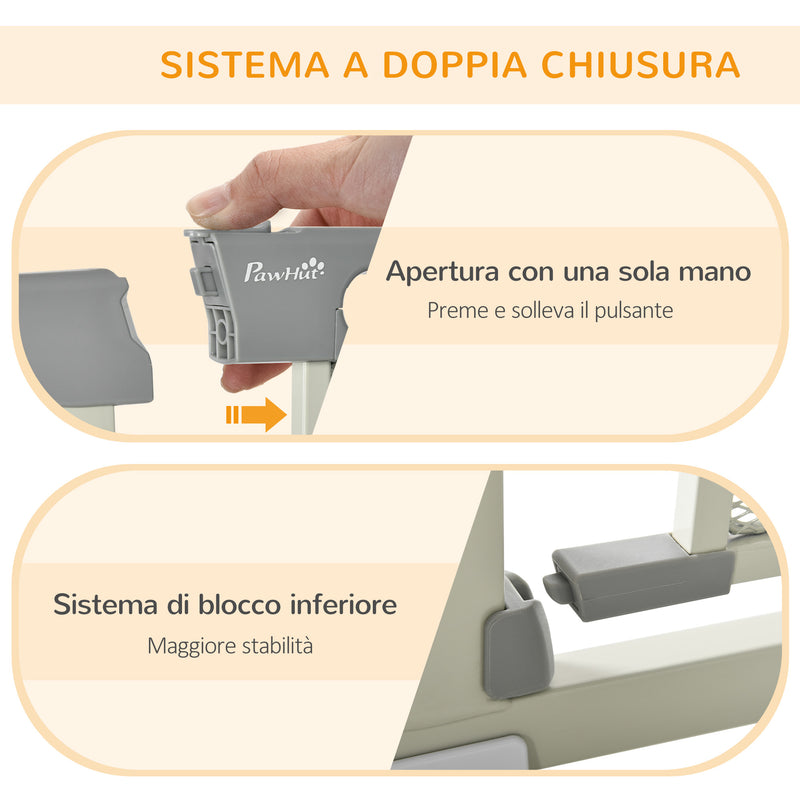 Cancelletto di Sicurezza per Cani Estensibile con Chiusura Automatica 75-103x76 cm Grigio -4