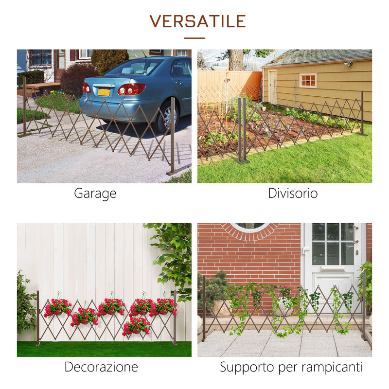 Recinzione per Giardino Estensibile Autoportante 35-300 cm in Metallo e Alluminio Marrone Scuro-4