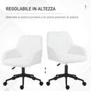 Sedia da Ufficio in Tessuto con Altezza Regolabile Seduta Girevole e Ruote Bianco-4