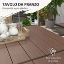 Set Tavolo e 6 Sedie Impilabili da Giardino in Plastica Kaki e Marrone-5