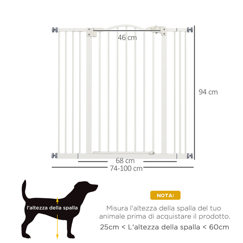 Cancellino per Cani Estensibile 74-100x94 cm in Metallo Bianco-3