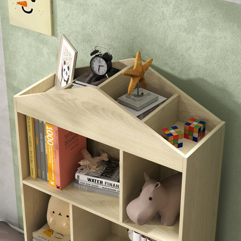 Libreria per Bambini con Ripiani Aperti e Armadietto 80x30x140,5 cm Bianco e color Legno  -9