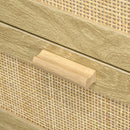 Cassettiera 4 Cassetti Stile Boho 90x45x108,5 cm in Legno e Rattan Rovere -8