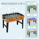 Tavolo Multi Gioco 4 in 1 Calcio Balilla Biliardo Ping Pong e Hockey da Tavolo 107x61x84,5 cm   -4