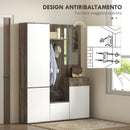 Mobile Guardaroba per Ingresso con Specchio Appendiabiti e Armadio 145x29x184 cm Nero e Bianco  -7