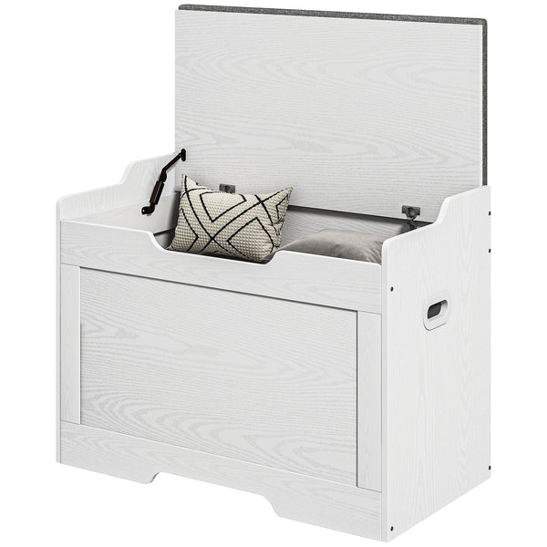 Panca Contenitore in Legno con Cuscino in Tessuto 103L 75x40x56cm Bianco prezzo