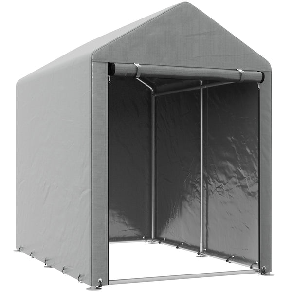 prezzo Capanno Box per Attrezzi da Giardino 120x179x165 cm Tenda in PE anti UV e Metallo Grigio chiaro