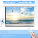 Telo per Proiettore 120" 16:9 Motorizzato con Telecomando Fissaggio a Muro e Soffitto Bianco-4