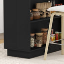 Isola per Cucina con 2 Ripiani Aperti e 2 Armadietti 105x60x82 cm in MDF Rovere e Nero-9