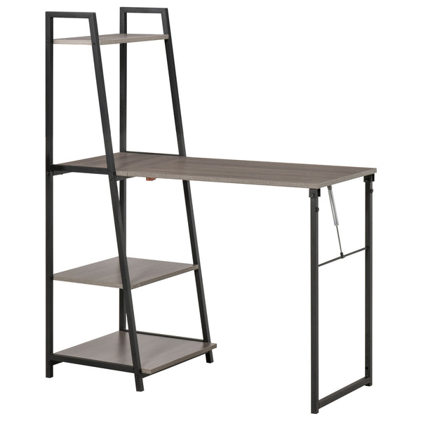 online Scrivania Salvaspazio Pieghevole con Libreria 4 Livelli 106x48x128 cm in Legno e Metallo Grigio e Nero