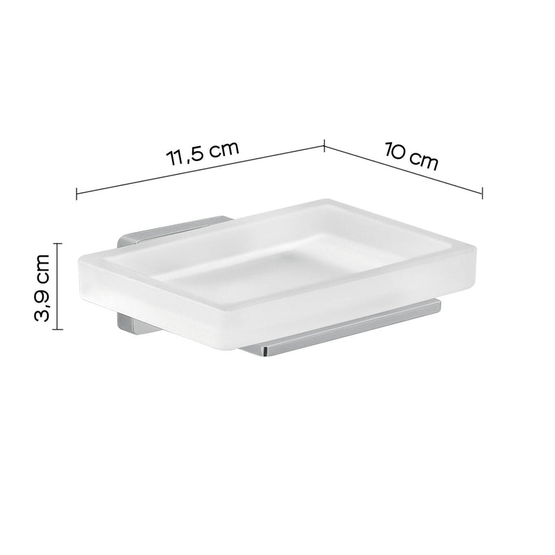 Portasapone da Parete 3,9x11,5x10 cm Cromato Bonussi-2