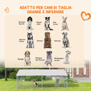 Recinto per Cani Grandi fino 30kg per Esterno 4x2,3x1,5m con Tetto Impermeabile e Anti-UV Argento-4