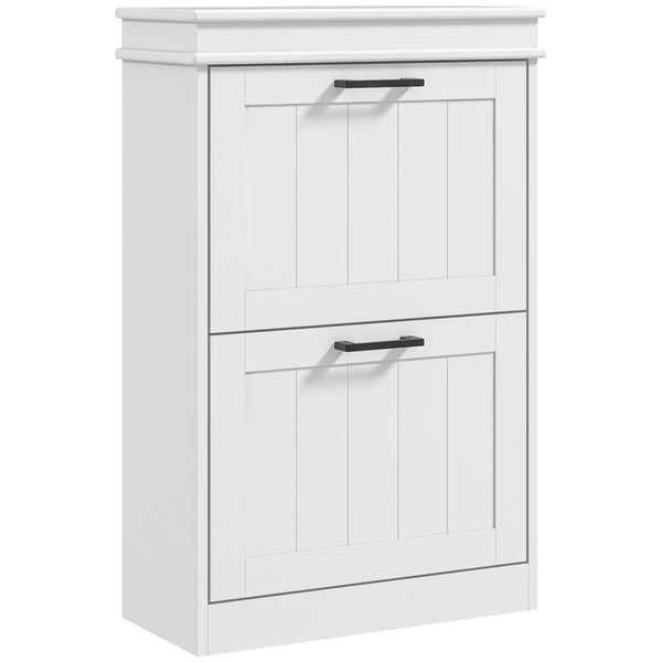 Scarpiera Salvaspazio Design Moderno 2 Cassetti Ribaltabili 54x24x82,5 cm Bianco prezzo