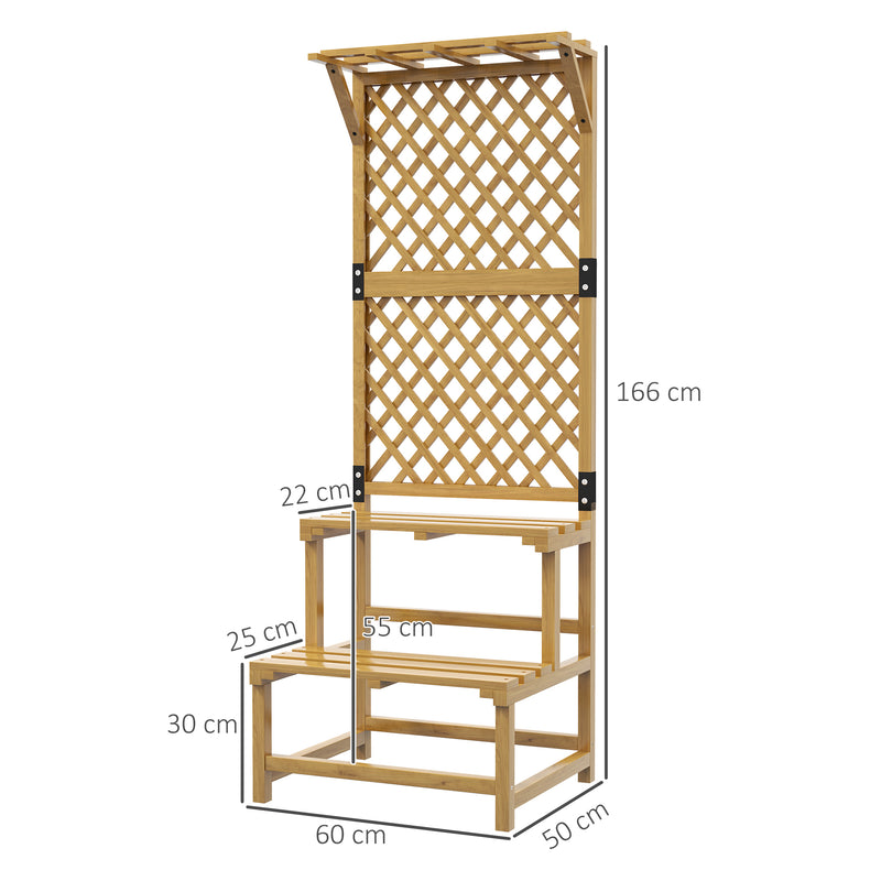 Fioriera con Grigliato a 2 Livelli con Tetto e Ripiani a Doghe 60x50x166 cm in Legno di Abete -3