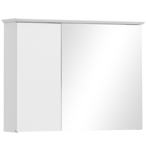 prezzo Pensile Bagno Armadietto con Specchio e Ripiani Regolabili 65x15x49 cm in Vetro e Legno Bianco