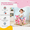 Unicorno a Dondolo Cavalcabile Peluche con 32 Canzoni 65x35x45 cm con Cintura di Sicurezza Rosa-5