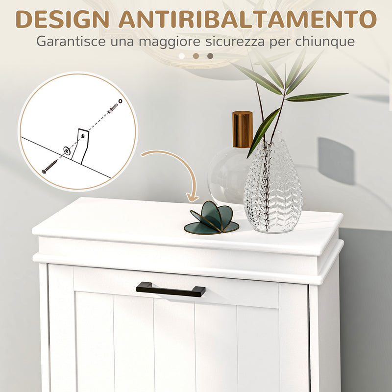 Scarpiera Salvaspazio Design Moderno 2 Cassetti Ribaltabili 54x24x82,5 cm Bianco -7