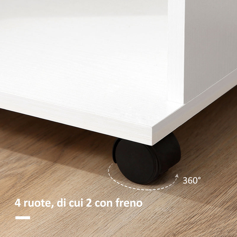 Armadio Guardaroba con Ruote in Legno 80x40x128 cm Bianco -4