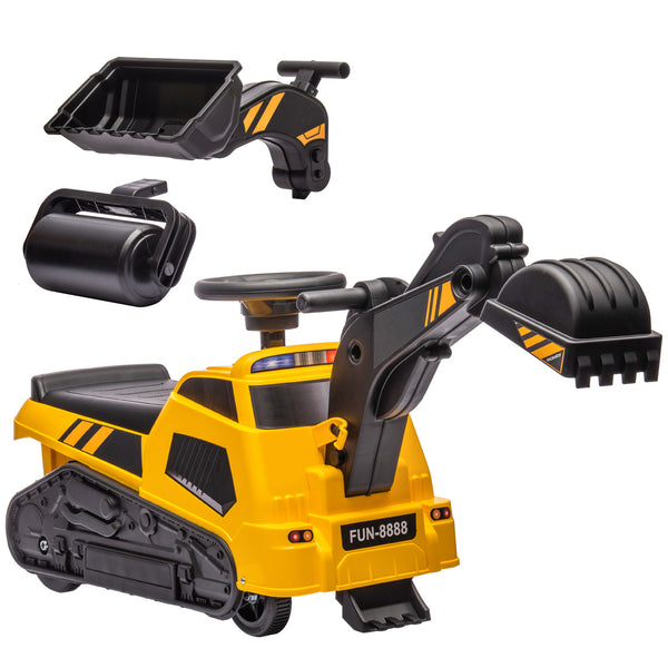 Escavatore Ruspa Cavalcabile per Bambini 3 in 1 100x43x48,5 cm con Volante e Benna di Scavo Giallo e Nero online