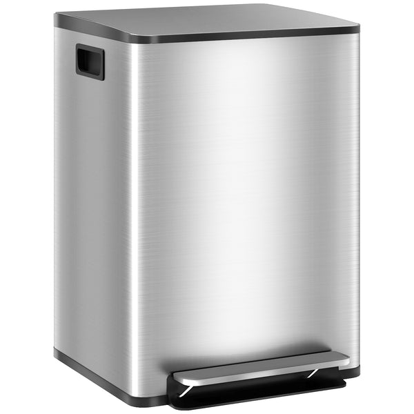 online Pattumiera a Pedale 2 Sezioni da 20L 41,8x36,7x58 cm in Acciaio Inox e PP