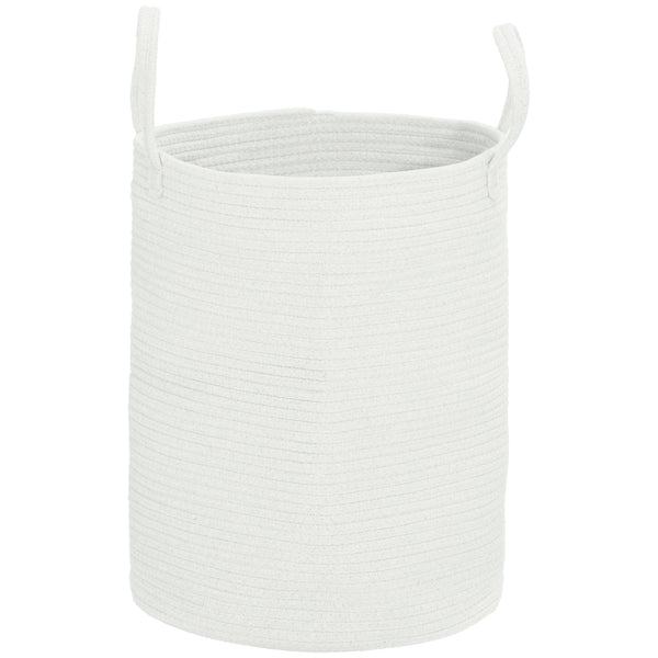 sconto Cesto Portabiancheria Pieghevole con Manici 36L Ø38x45 cm in Cotone Naturale Bianco Crema