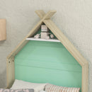 Struttura Letto Singolo per Bambini 144x74x110 cm Casetta con Sponde in Legno Verde  -8