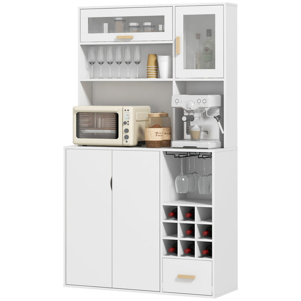 prezzo Mobile Dispensa con Portabottiglie 100x38x172 cm in Truciolato e Legno Bianco