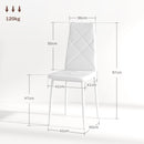 Set 6 Sedie da Pranzo Moderne Schienale Alto Cuciture a Diamante 41x50x97 cm Bianco  -3