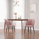 Set 2 Sedie da Pranzo Imbottite Stile Nordico 52x54x79 cm in Metallo e Velluto Rosa-2