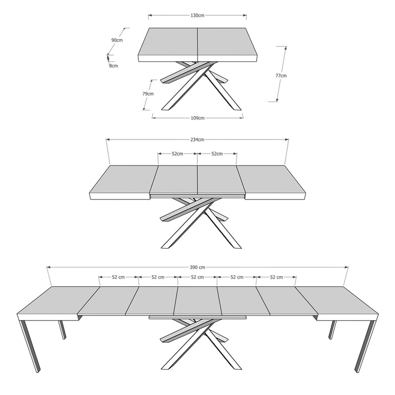 Tavolo Allungabile 140-400x90x77 cm Volantis Noce Telaio 4C -6