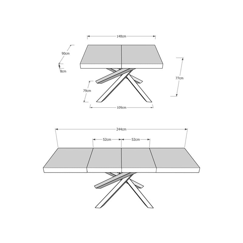 Tavolo Allungabile 140-244x90x77 cm Volantis Premium Tortora Telaio Antracite -6