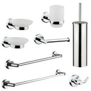 Set 8 Accessori da Bagno in Acciaio Cromato e Vetro Satinato Bonussi-1