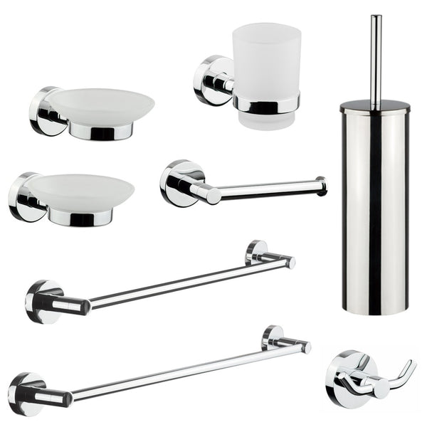 sconto Set 8 Accessori da Bagno in Acciaio Cromato e Vetro Satinato Bonussi