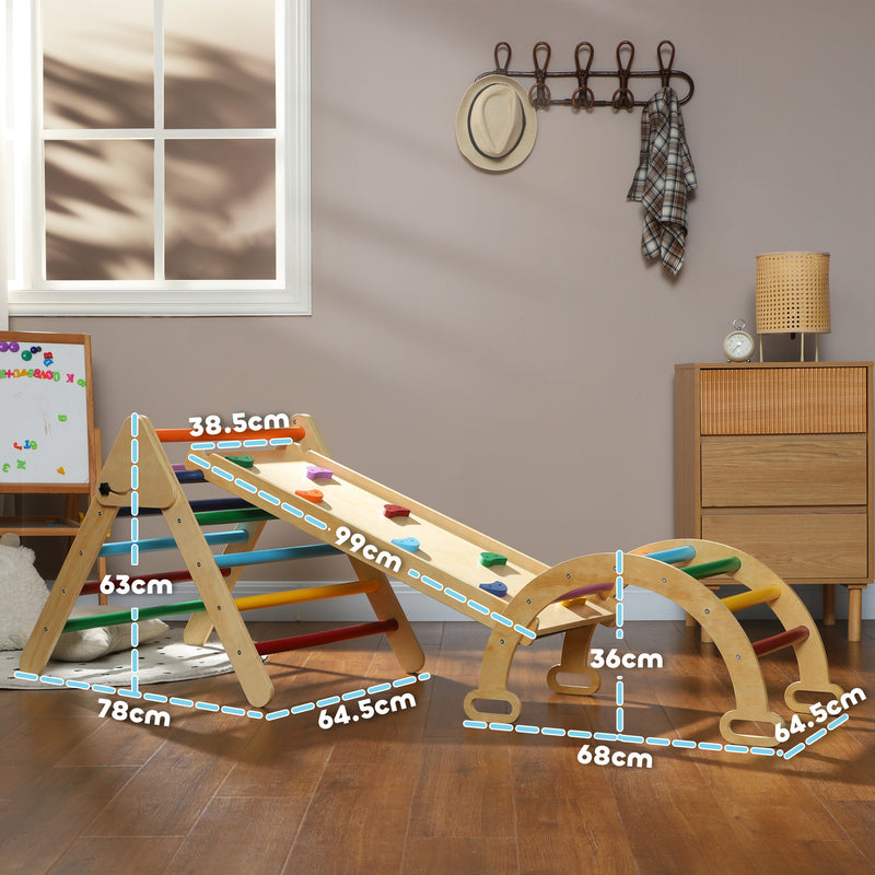 Gioco per Bambini 5 in 1 Triangolo e Arco Montessori Rampa per Arrampicata    -3