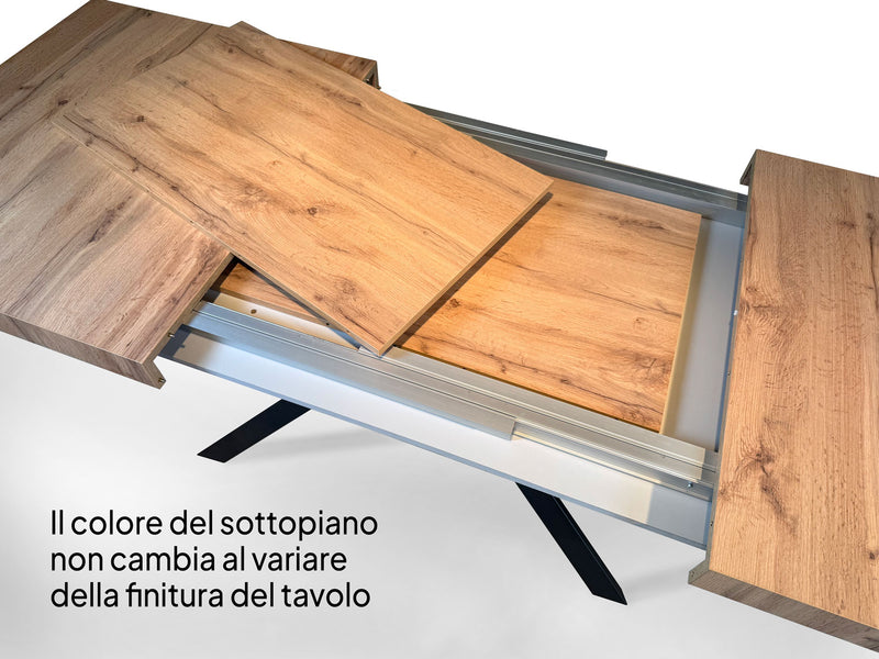 Tavolo Allungabile 180-440x90x77 cm Volantis Premium Quercia Natura Telaio Antracite -6