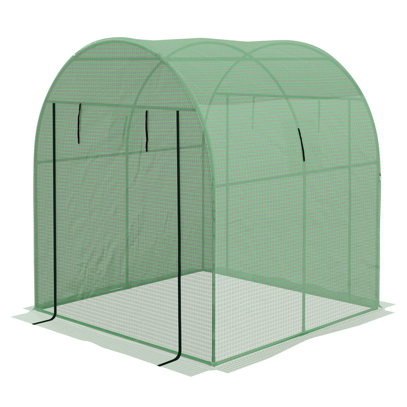 Serra a Tunnel per Orto con Porte Avvolgibili e Finestre 1,8x1,8x2m in Acciaio e PE Anti UV  Verde-1