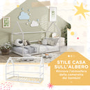 Letto per Bambini con Sponde di Protezione a Forma di Casetta 196x97,5x135 cm Bianco  -6