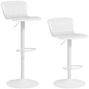 Set 2 Sgabelli da Bar con Schienale Altezza Regolabile 76,5-97,5 cm in PP Bianco-1