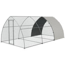 Recinto per Galline per 14-18 Animali con Porta Bloccabile 3x5,6x2,2 m in Acciaio Argento-1