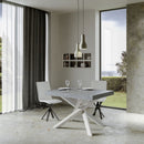 Tavolo Allungabile 120-380x90x77 cm Volantis Cemento Telaio Bianco -2