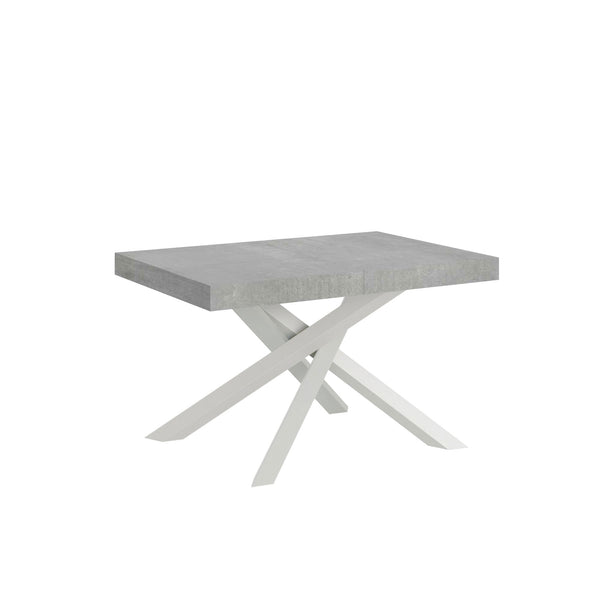 Tavolo Allungabile 120-224x90x77 cm Volantis Cemento Telaio Bianco sconto